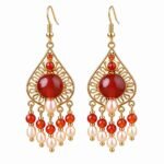 Red Agate Protection & Courage Filigree Earrings